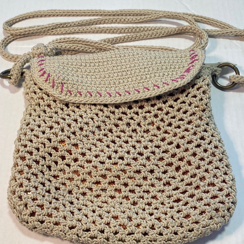 The Sak Crochet Crossbody Shoulder Bag Boho Macrame